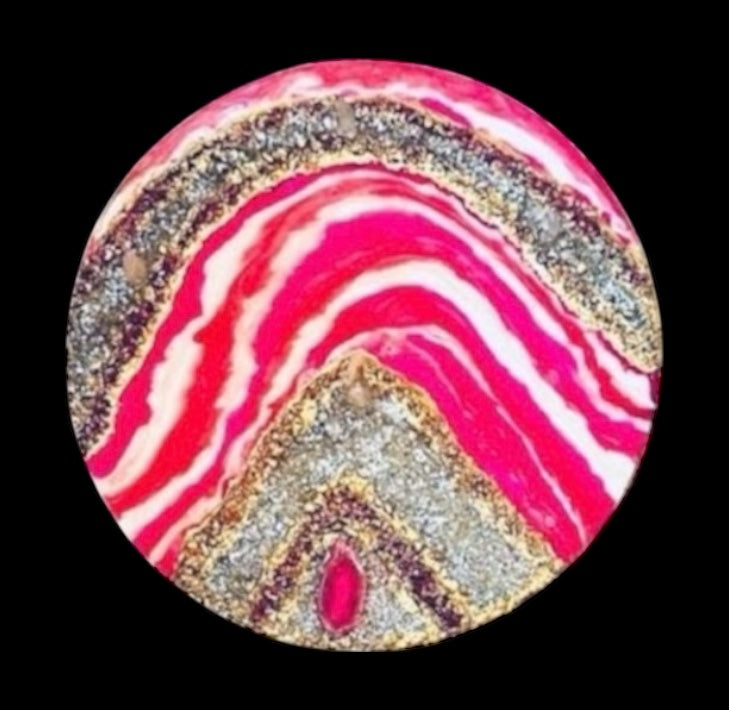 Rose Quartz & Clear Quartz Geode Wall Art | 18” Round Crystal Resin Decor | Boho Glam Handmade Sculpture