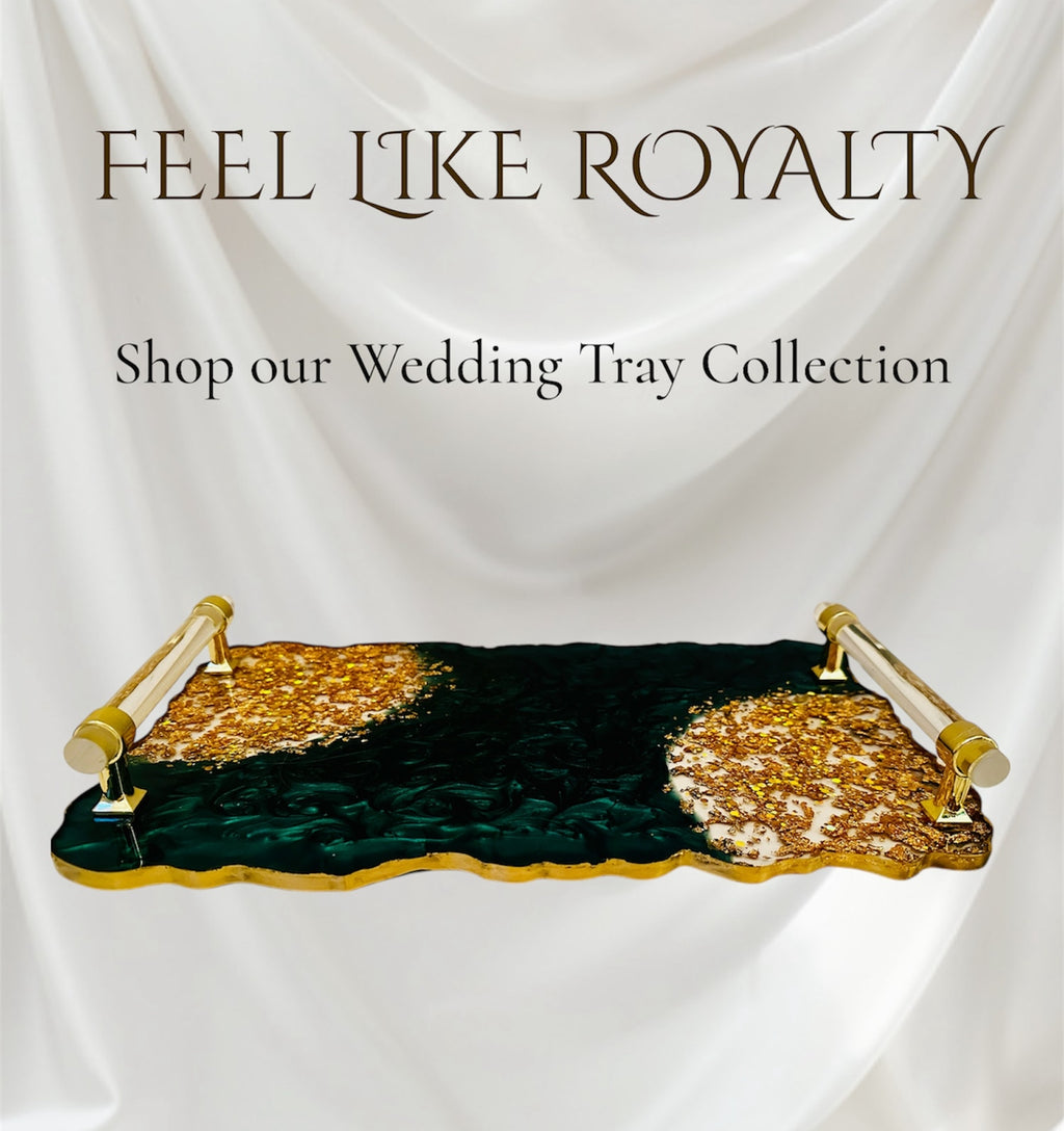 Green Geode Resin Tray with Gold Leaf – Handmade Luxury Decor